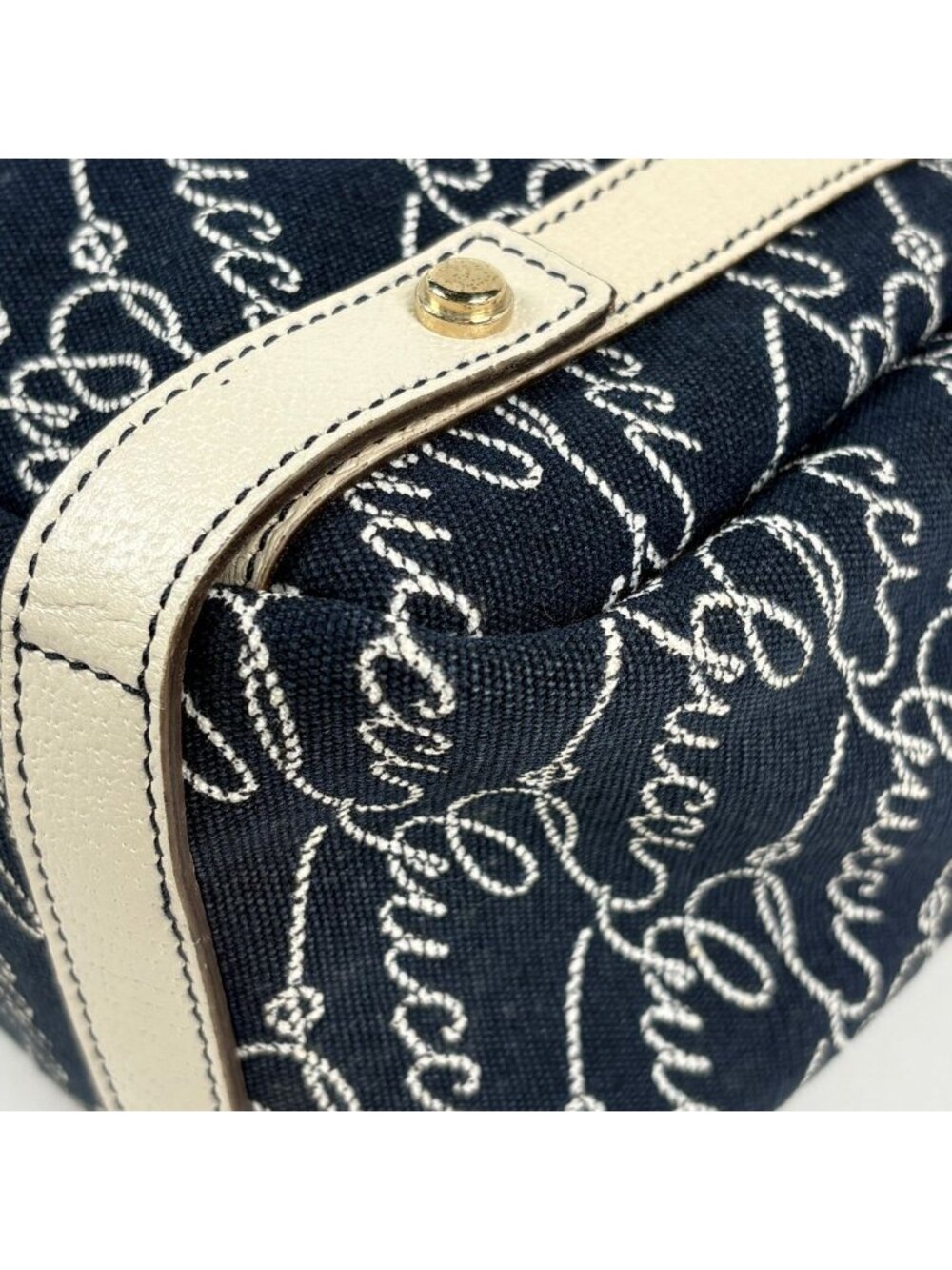Gucci Logo Tote Abbey Canvas Navy White - Picture 3 of 8